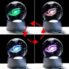 PremiumPort Renkli LED Küre, Galaksi Top, Dekoratif ve Hediyelik, Parlayan Kristal Küre