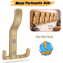 Badem10 (1 Adet) Aytuğ Portmanto Mat Altın Dolap Askılık Duvar Askılığı Vestiyer Mutfak Elbise Kıyafet Askı