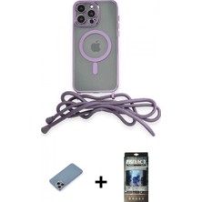 İlk El Grup Ieg™ iPhone 12 Pro Kılıf Eksen Özel Seri - Siyah 34D Hayalet Izgaralı Cam + Gökkuşağı Shine Kamera Lens Koruma Cam