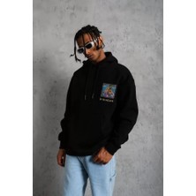 Modi Green Baskılı Erkek Patel Six Tipografi Siyah Kapüşonlu Sweatshirt