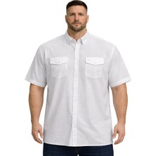 Battal Moda Battalmoda Erkek Büyük Beden Beyaz Çift Cepli Kısa Kollu Gömlek 3xl-4xl-5xl-6xl-7xl-8xl