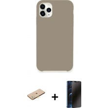 İlk El Grup Ieg™ iPhone 11 Pro Kılıf Zirve Modern Özel Seri - Siyah 3D Antistatik Hayalet Cam Ekran Koruyucu + Sarı Renkli Kamera Lens Koruma Cam