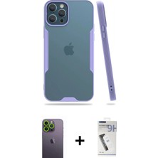 İlk El Grup Ieg™ iPhone 12 Pro Max Kılıf Atlas Asil Serisi - Şeffaf Uv Polymer Nano Ekran Koruyucu + Yeşil Neon Fosforlu Kamera Lens