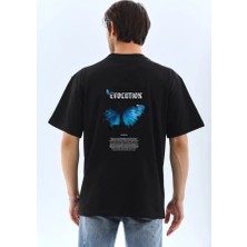 Modi Green Desenli Unisex Günlük Stil Siyah Dark Edition Soyut Oversize Tişört