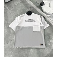 Modi Green Unisex Günlük Stil Melanj Gri Torba Cep Detaylı Tişört