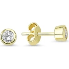 Hakan Mücevherat Tek Taş Küpe Altın 14 Ayar