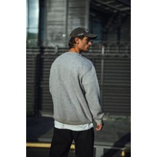 Modi Green Kadın Günlük Stil Gri Kışlık Bisiklet Yaka Üç Iplik Basic Sweatshirt