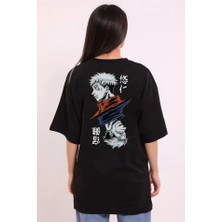 Modi Green Baskılı Unisex Günlük Stil Siyah Vintage Eskiz Çizim Oversize Tişört
