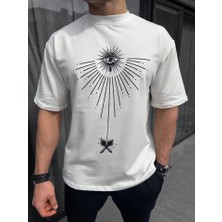 Modi Green Baskılı Unisex Günlük Stil Beyaz Future Design Oversize Tişört