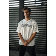 Modi Green Baskılı Unisex Günlük Stil Beyaz Urban Koleksiyonu Oversize Tişört