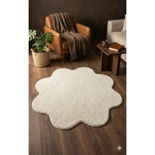 Eurobano Shaggy Papatya Desenli 100X100 Kaymaz Taban Yıkanabilir  Halı Yolluk Banyo Paspası