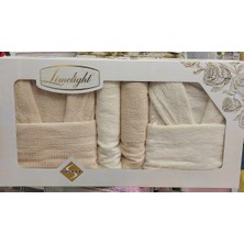 Limelight Select Ekonomik Aile Bornoz Seti (6 Parça)-Krem Kapuçino