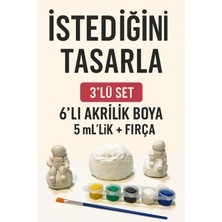 Wesank Objehouse 3’lü Astronot Temal? Boyanabilir Alç? Seti – 6’l? 5 ml Akrilik Boya + F?rça