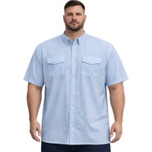 Battal Moda Büyük Beden Erkek Çift Cepli Kısa Kollu Gömlek %100 Pamuk Havacı 3XL-8XL