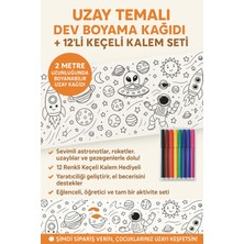 Wesank 🚀 Uzay Temalı Dev Boyama Kağıdı + 12'li Keçeli Kalem Seti 🌈