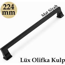 Badem10 Lüx Olifka Mat Siyah Çekmece Kulp 224 mm Premium Kalite Modern Dolap Kapak Kulbu Mobilya Aksesuar