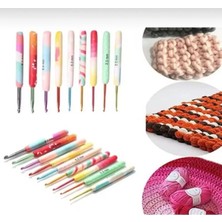 Atlas Hobi Silikon Saplı Tiğ Seti, Renkli Tiğ Seti, Örgü Yün Tiğ Seti 9 Adet