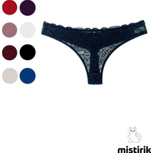 Mistirik Masara Model Dantelli Yumuşak Kumaşlı String Tanga Lacivert Renk