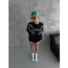 Modi Green Baskılı Unisex Günlük Stil Siyah Grunge Stil Yazı Rahat Kalıp Tişört