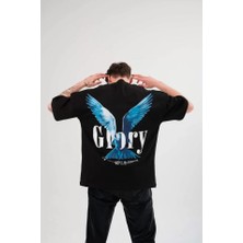 Modi Green Grafik Baskılı Unisex Günlük Stil Siyah Loft Stil Oversize Tişört