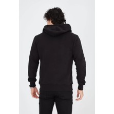 Modi Green Unisex Günlük Stil Siyah Tam Fermuarlı Rahat Form Kapüşonlu Sweatshirt