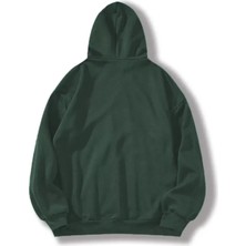 Modi Green Basic Dokulu Erkek Günlük Stil Koyu Yeşil Kapüşonlu Sweatshirt