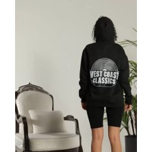 Modi Green Kadın Günlük Stil Siyah Sırt Illüstrasyon Detaylı Üç Iplik Oversize Sweatshirt