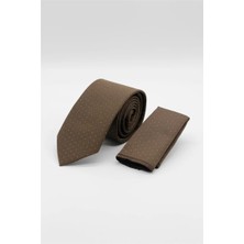 İmza Kahverengi - Beyaz Desenli 6 cm Kravat 1090260114