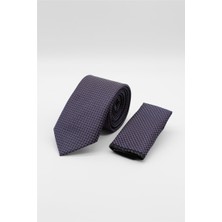 İmza Lacivert-Kırmızı Desenli 7 Cm Kravat 1090260118