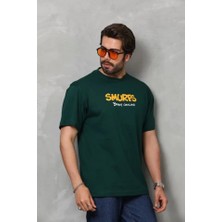 Modi Green Unisex Günlük Stil Haki Yeşil Basic Bisiklet Yaka Pamuklu Oversize Tişört