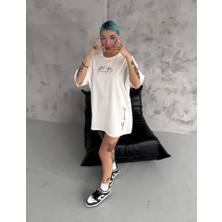 Modi Green Modern Sanat Baskılı Unisex Beyaz Pamuklu Oversize Tişört
