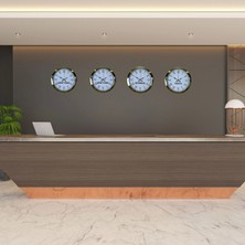 Mey İthalat Mey Ithalat® Gold Prestige 4’lü Metal 36 cm Dünya Duvar Saatleri