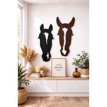 El Yapımı At Kafası Duvar Dekoru Seti 80X50 cm (2’li) Modern Ahşap Dekor, Salon, Ofis Dekorasyon