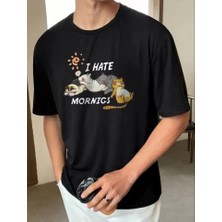 Modi Green Unisex Kömür Siyahı Premium High-Quality Bisiklet Yaka Oversize Tişört