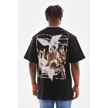 Modi Green Unisex Gece Siyahı Premium Dokulu Pamuklu Oversize Tişört