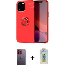 İlk El Grup Ieg™ iPhone 12 Pro Max Kılıf Yankı Form Prime - Siyah Polymer Nano Ekran Koruyucu + Turuncu Neon Fosforlu Kamera Lens