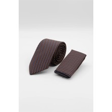 İmza Lacivert - Turuncu Desenli 7 cm Kravat 1090260120