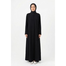 Lale Butik Penye Nervür Detaylı Elbise 13286 Siyah