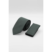 İmza Koyu Haki Desenli 6 cm Kravat 1090260117