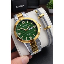 Captiva Bileklik Hediyeli Çelik Kordon Haftanın Günü ve Takvimli Kadran Erkek Kol Saati CT.M.001.M1