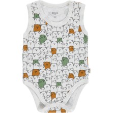 Civil Baby Sevimli Ayıcıklar Empirme 3-36 Ay Çıtçıtlı Badi - Ekru