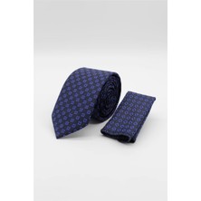 İmza Lacivert - Mavi Desenli 6 cm Kravat 1090260116