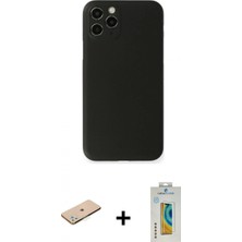 İlk El Grup Ieg™ iPhone 11 Pro Max Kılıf Yadigar Yansıma Serisi - Siyah Polymer Nano Ekran Koruyucu + Yeşil Renkli Kamera Lens Koruma Cam