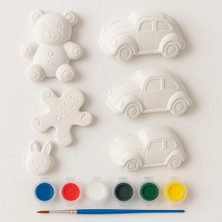 Wesank Paketli 6’l? Figür Boyama Seti – Araba, Ay?c?k, Tav?an + Akrilik Boya ve F?rça Dahil