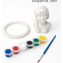 Wesank Alç? Boyama Seti – Kad?n Büst Figür + Boncuk Çerçeve | Akrilik Boya & F?rça Dahil