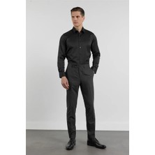 İmza Siyah-Antrasit Yan Cep Kazayağı Desen Slim Fit Esnek Classic Pantolon 1003255174
