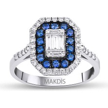 Makdis Pırlanta 0.75 Karat Safir Baget Pırlanta Yüzük