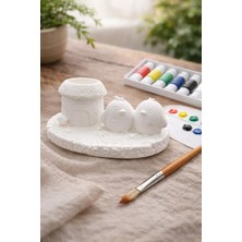 Wesank Boyanabilir Ku?lu Ev Biblo – 6’l? Akrilik Boya ve F?rça Dahil – Dekoratif Hobi Objesi