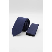 İmza Lacivert - Mavi Desenli 6 cm Kravat 1090260114