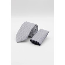 İmza Gri-Lacivert Desenli 7 Cm Kravat 1090260115